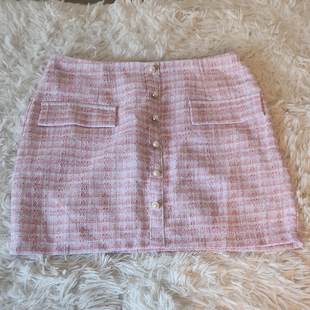 NWT Cider Pink Tweed Mini Skirt